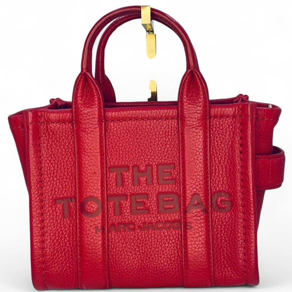 Marc Jacobs The Tote Bag Crossbody Mini Red Leather Bag Dopamine Minimalist Glam